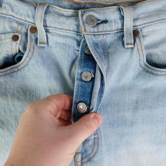 Levis 501S Jeans Womens 29 28L Blue Light Wash Straight Leg Button Fly - Picture 6 of 13